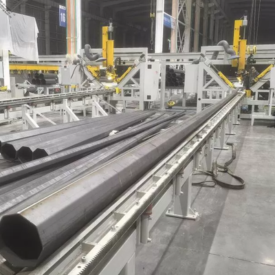 Máquina de soldadura de postes de luz MIG de gran diámetro de 600 mm de pulso con carrera de soldadura de 12 m para postes de faro de la calle